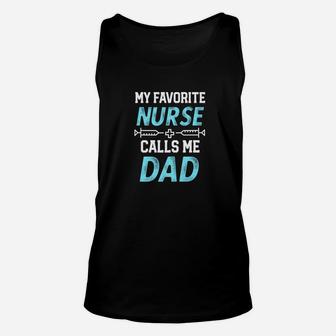Mens My Favorite Nurse Calls Me Dad Quote Rn Fathers Day Premium Unisex Tank Top - Seseable