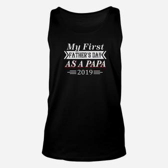 Mens My First Fathers Day As A Papa For Fathers Day Premium Unisex Tank Top - Seseable