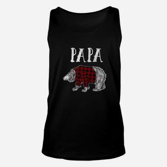 Mens Papa Bear Plaid Lumberjack Flannel Mens Shirt Papa Bear Gift Unisex Tank Top - Seseable