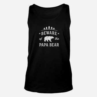 Mens Papa Bear Shirt Beware Gift Grandfather Dad Protect Unisex Tank Top - Seseable