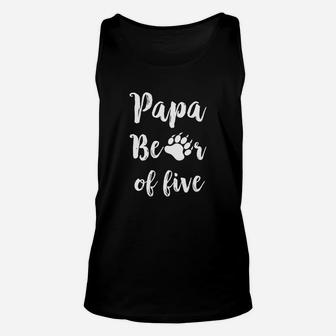 Mens Papa Bear Shirt Grandpa Father Of Five Fathers Day Gift Unisex Tank Top - Seseable