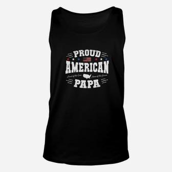 Mens Proud American Papa Flag Usa 4th Of July Patriotic Dad Papaw Premium Unisex Tank Top - Seseable