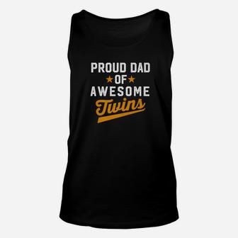 Mens Proud Dad Of Awesome Twins Fathers Day Shirt Unisex Tank Top - Seseable