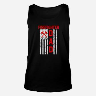 Mens Proud Firefighter Dad American Flag Thin Red Line Father Premium Unisex Tank Top - Seseable