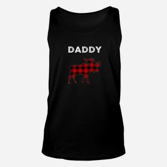 Mens Red Plaid Daddy Moose Matching Family Christmas Pajama Gift Unisex Tank Top - Seseable