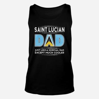 Mens Saint Lucia Dad Is Cooler Promoted To Daddy Unisex Tank Top - Seseable