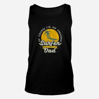 Mens Surfer Dad Fathers Day Vintage Perfect Wave Barrel Gift Premium Unisex Tank Top - Seseable