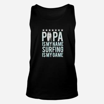 Mens Surfing Dad Gift Papa Surfer Fathers Day Beach Unisex Tank Top - Seseable