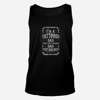 Mens Tattoo Dad Much Cooler Fathers Day Gif Premium Unisex Tank Top - Seseable
