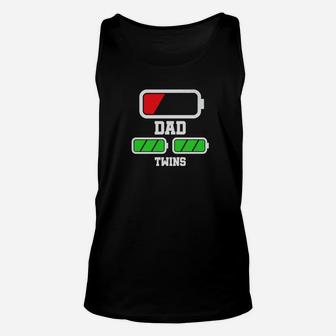 Mens Tired Dad Of Twins Battery Low Funny Full Charge Daddy Baby Premium Unisex Tank Top - Seseable