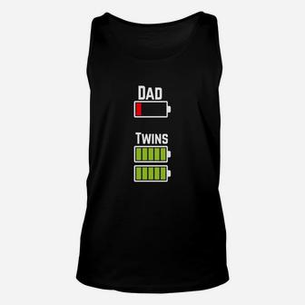 Mens Tired Twin Dad Low Battery Charge T-shirt - Men Black Men Unisex Tank Top - Seseable