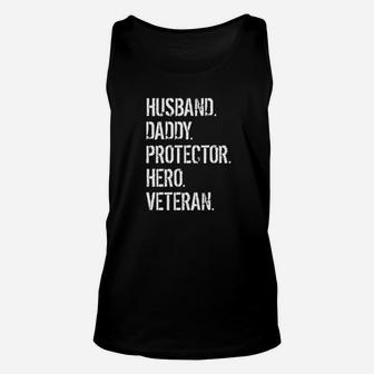 Mens Veteran Father Gift Husband Daddy Protector Hero Premium Unisex Tank Top - Seseable