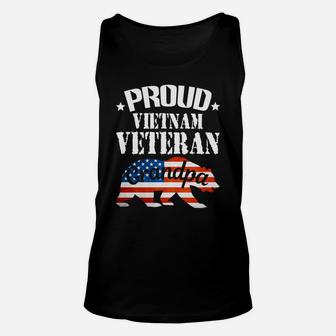 Mens Vietnam Veterans Fathers Day Proud Grandpa Bear Unisex Tank Top - Seseable