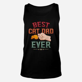 Mens Vintage Best Cat Dad Ever Paw Fist Bump Cat Unisex Tank Top - Seseable