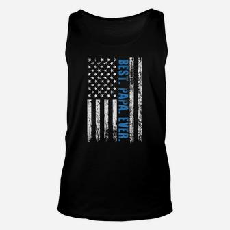 Mens Vintage Best Papa Ever American Flag Shirt Father's Day T-shirt Unisex Tank Top - Seseable