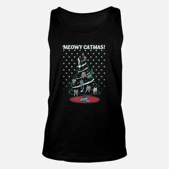 Meowy Christmas Cat Tree Ugly Merry Crazy Funny Gift Unisex Tank Top - Seseable