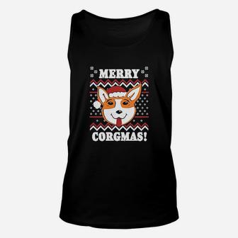 Merry Corgmas Corgi Dog Mom Ugly Christmas Unisex Tank Top | Seseable CA