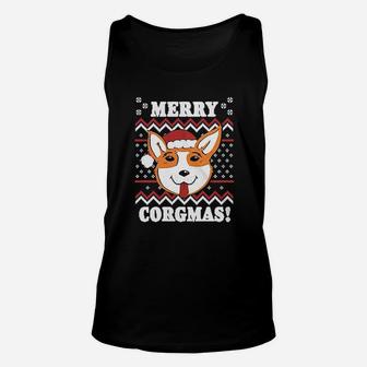 Merry Corgmas Funny Corgi Graphic Dog Ugly Christmas Unisex Tank Top | Seseable CA