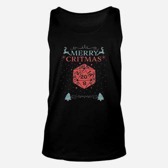 Merry Critmas 20 Sided Dice Rpg Christmas Holiday Board Game Unisex Tank Top - Seseable