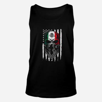 Mexican Skull 2021 American Mexican Flag 4 Th July Unisex Tank Top - Seseable