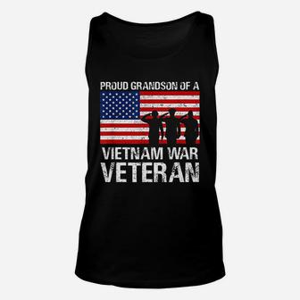 Military Family Gift Proud Grandson Of Vietnam Veteran Unisex Tank Top - Seseable