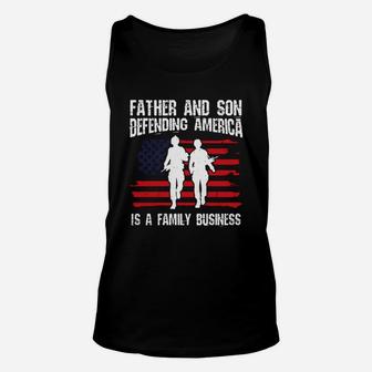 Military Family Shirt - Father And Son Defending America Unisex Tank Top - Seseable