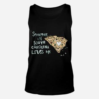 Missing You Gift Someone From South Carolina Loves Me Heart In South Carolina Unisex Tank Top - Seseable