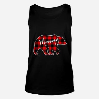 Mommy Bear Red Plaid Matching Family Christmas Unisex Tank Top - Seseable