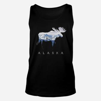 Moose Snowy Mountain Alaskan Tourist Or Resident Unisex Tank Top - Seseable