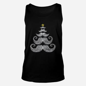 Mustache Christmas Tree Unisex Tank Top - Seseable