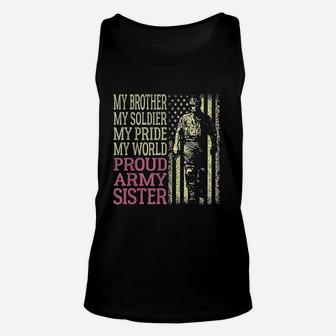 My Brother My Soldier Hero Proud Army Sister Military Family Unisex Tank Top - Seseable