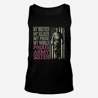 My Brother My Soldier Hero Proud Army Sister Military Unisex Tank Top - Seseable