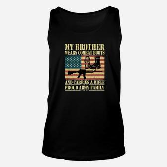 My Brother Wears Combat Boots Proud Army Family Gift Unisex Tank Top - Seseable