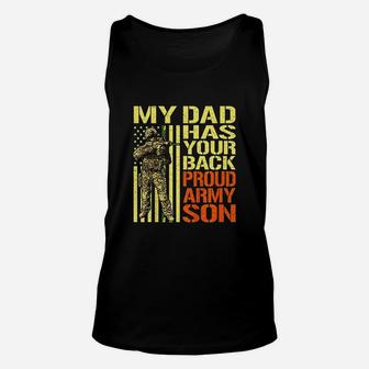 My Dad Has Your Back Proud Army Son Unisex Tank Top - Seseable