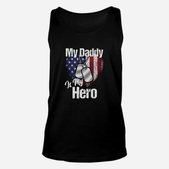 My Daddy Is My Hero Shirt Military Dog Tags Usa Flag Heart Unisex Tank Top - Seseable