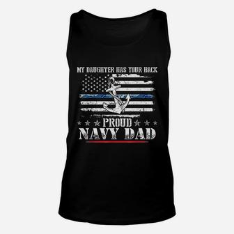 My Daughter Has Your Back Proud Navy Dad Unisex Tank Top - Seseable