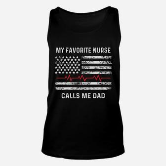 My Favorite Nurse Calls Me Dad American Flag Nurse Unisex Tank Top - Seseable