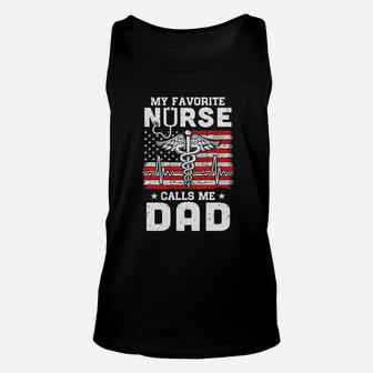 My Favorite Nurse Calls Me Dad Usa Flag Unisex Tank Top - Seseable