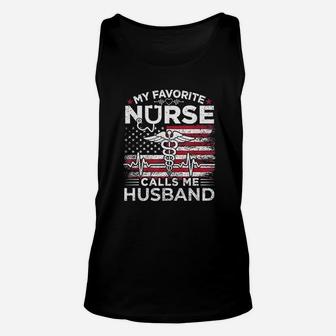 My Favorite Nurse Calls Me Husband Usa Flag Husband Gif Unisex Tank Top - Seseable