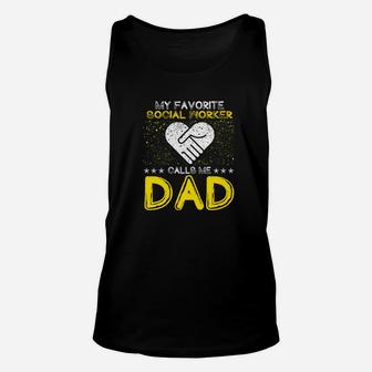 My Favorite Social Worker Calls Me Dad Fathers Day Premium Unisex Tank Top - Seseable