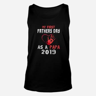 My First Fathers Day As A Papa Funny Grandpa 2019 Gifts Premium Unisex Tank Top - Seseable