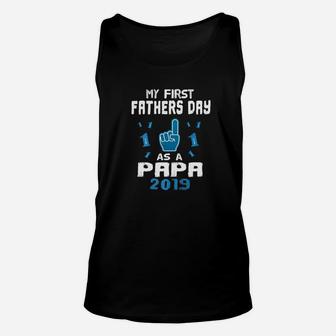 My First Fathers Day As A Papa New Grandpa 2019 Gifts Premium Unisex Tank Top - Seseable