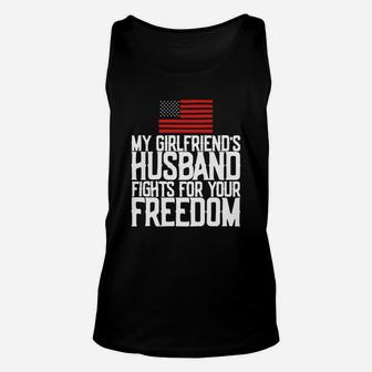My Girlfriends Husband Fights For Your Freedom American Flag Shirt Unisex Tank Top - Seseable