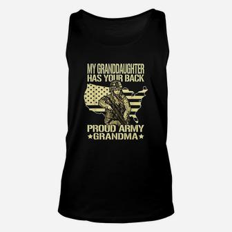 My Granddaughter Has Your Back Proud Army Grandma Unisex Tank Top - Seseable