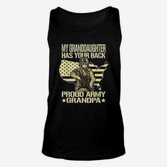 My Granddaughter Has Your Back Proud Army Grandpa Gift Unisex Tank Top - Seseable