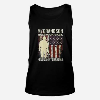 My Grandson Has Your Back Military Proud Army Grandma Gift Unisex Tank Top - Seseable