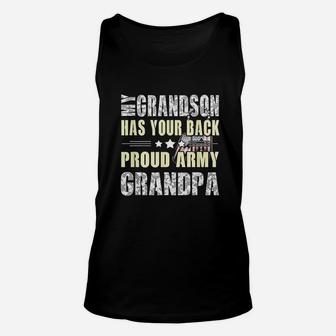 My Grandson Has Your Back Proud Army Grandpa Military Gift Unisex Tank Top - Seseable