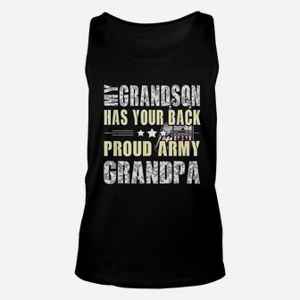 My Grandson Has Your Back Proud Army Grandpa Unisex Tank Top - Seseable