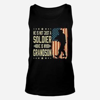 My Grandson Is A Soldier Hero Proud Army Grandparent Gifts Unisex Tank Top - Seseable