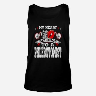 My Heart Belongs To A Phlebotomist Husband Wife Unisex Tank Top - Seseable